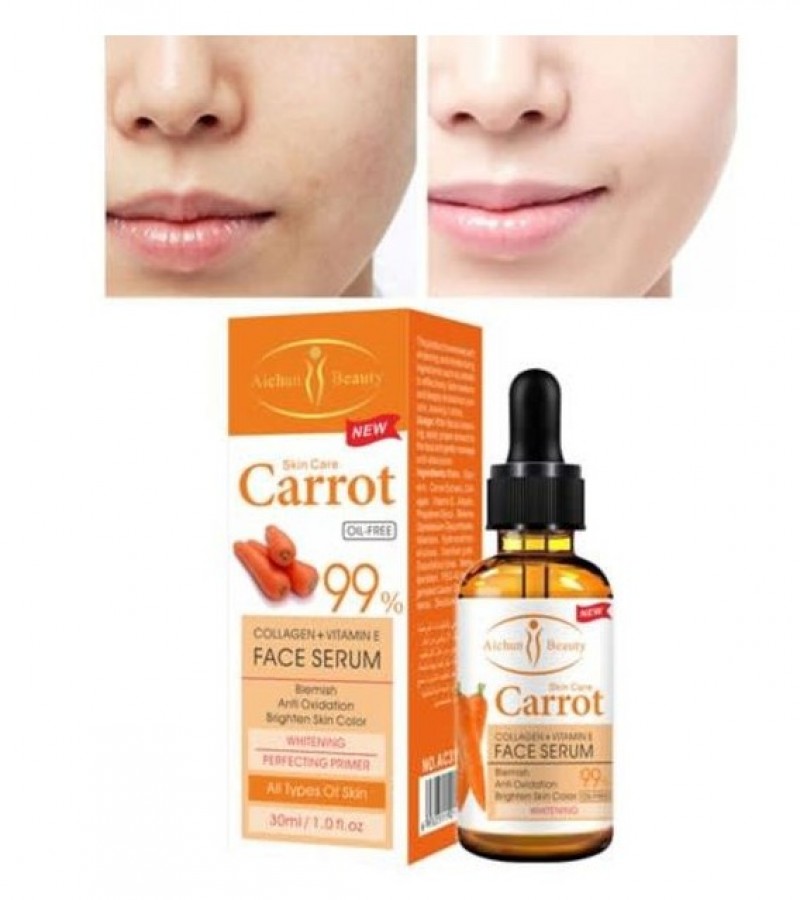 AICHUN BEAUTY 99% CARROT Face Serum with Vitamin E Collagen Face Whitening & Acne 30 ML