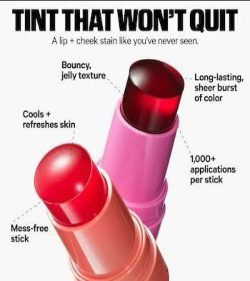 Cheek Lip Tinted Moistured Blush Stick Eyes Cheek Lip Brighten Cream Water Jelly Tint Stick Matte Contour Makeup ( PACK OF 1)