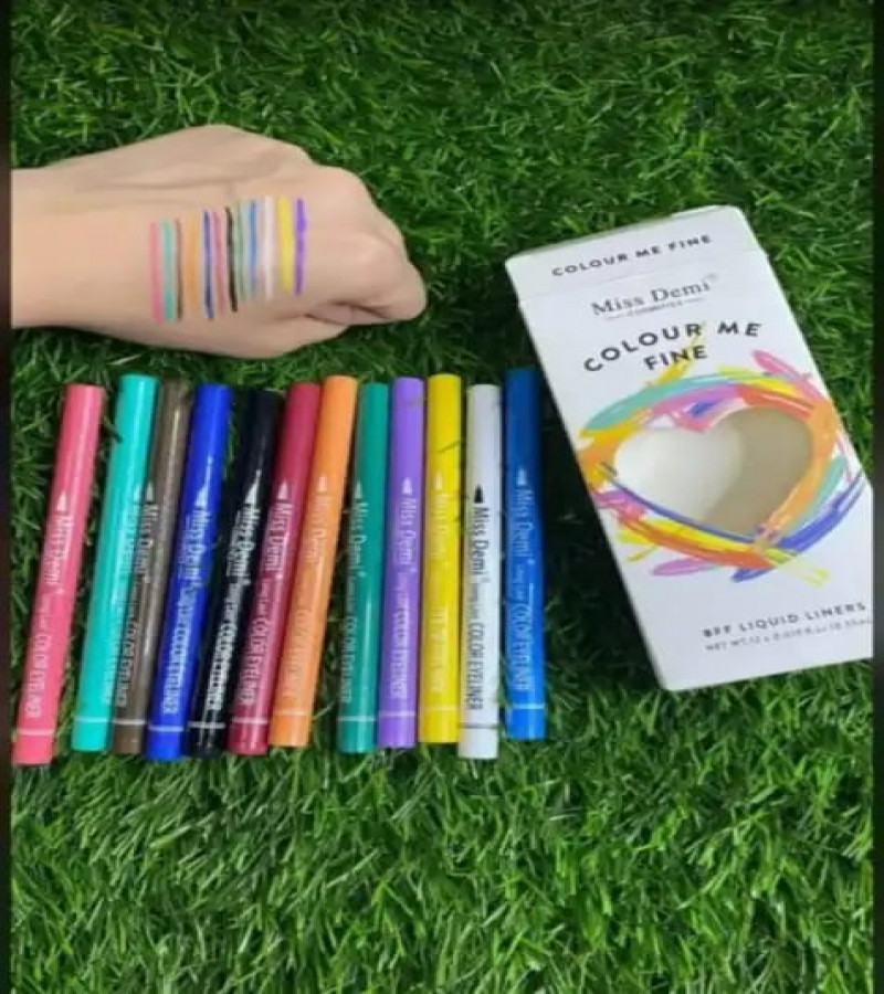 Marker Eyelinner colorfull liquid waterproof eyeliner / LIQUID COLOURFUL LINERS PEN PACK OF 12 /  Eyeliners / Liners / Eyes Fashion Parlor