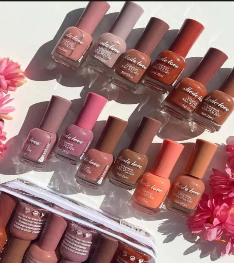 NAIL POLISH NUDE PERMANENT LIGHT AMAZING COLOR'S PACK OF 12