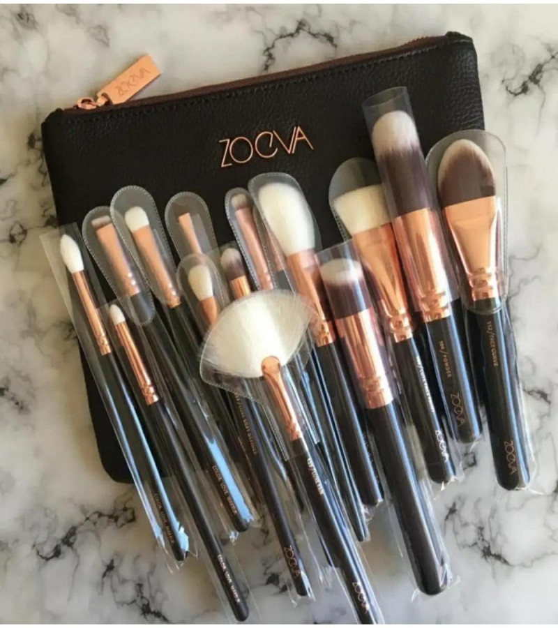 Zueva Beauty Collection: 15-Piece Makeup Brushes with Pouch - Professional Brushes for a Flawless Finish